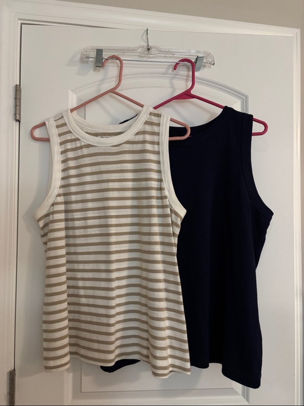 LOFT Striped Beige and White Tank & LOFT Navy Tank Duo